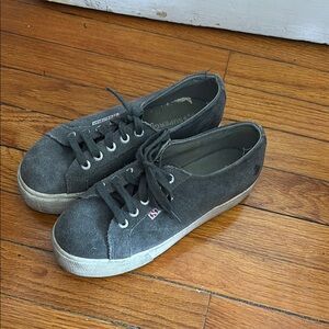 Superga Charcoal Canvas Lace-Up Sneakers